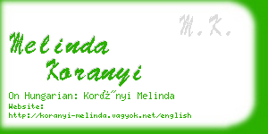 melinda koranyi business card